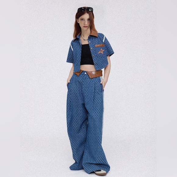 AELFRIC EDEN LEATHER WAIST UNISEX BAGGY JEANS Men’s Size 32 Women’s Size 12 NWT - Picture 3 of 7